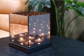 Infinity light cube - Waxinelichthouder spiegelglas - Kaarshouder spiegelglas 4 - Kaarsen en Houders - 4 kaarsen - Sfeerverlichting - Waxinelichthouder voor binnen & buiten - Theelichthouder 