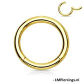 Piercing ring high quality gold plated 1.2 x 12 mm