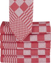 Chiffons Homéé® Block - Essuie-tout - torchons rouge / blanc |set de 6 pièces | 65 x 65 cm
