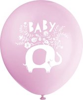 Baby Olifant Ballonnen Roze 30cm 8st