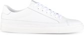 Ps Poelman Heren -  NERO Lage Witte Leren Sneakers met Witte Zool met Vetersluiting - Wit - Maat 44