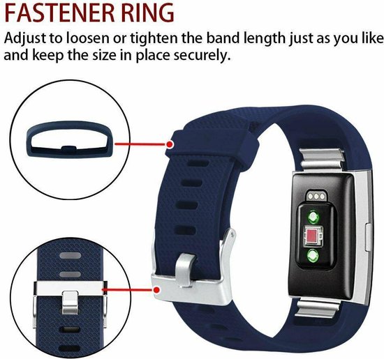 Siliconen Smartwatch bandje - Geschikt voor Fitbit Charge 2 siliconen bandje - donkerblauw - Strap-it Horlogeband / Polsband / Armband - Maat: Maat S