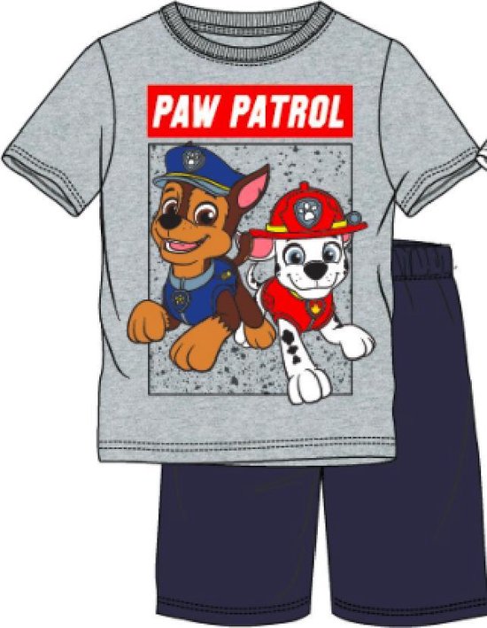 Paw-Patrol-Pyjama-met-korte-mouw-grijs-maat-104