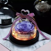 Onsterfelijke Roos in Glas – Donker Paars - Moederdag – Valentijn Cadeautje – Huwelijk – Roos in Glas – Decoratief