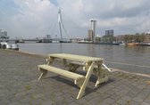 Inklapbare Picknicktafel - XL Model - Vurenhout - 3-6 personen - Metalen onderdelen van RVS - Tafel en Bank 2 in 1 - Compleet gemonteerd geleverd