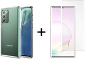 Samsung Note 20 Hoesje - Samsung Galaxy Note 20 hoesje siliconen case transparant - 1x Samsung Galaxy Note 20 Screenprotector UV