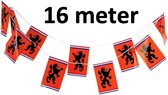 Oranje Vlaggetjes met Leeuw - Oranje vlaggenlijn - EK accessoires - Oranje versiering - EK 2021 - EK voetbal - 16 meter - 30 x 20cm - WK 2022 - Oranje Versiering