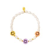 Armband - Smiley - Parel - Lila