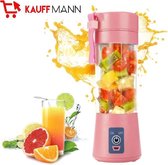 KAUFFMANN Blend 2 Go PRO - Smoothie maker - Draagbare Blender op USB accu - Mini Blender To Go – 4 Bladen – 380ml – Roze - Juice Blender - Portable Blender - Proteine Shaker - Fitness Dieët