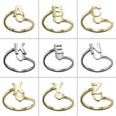 Jillery - Ring - Letter - Hartje - Zilverkleurig - Letter B