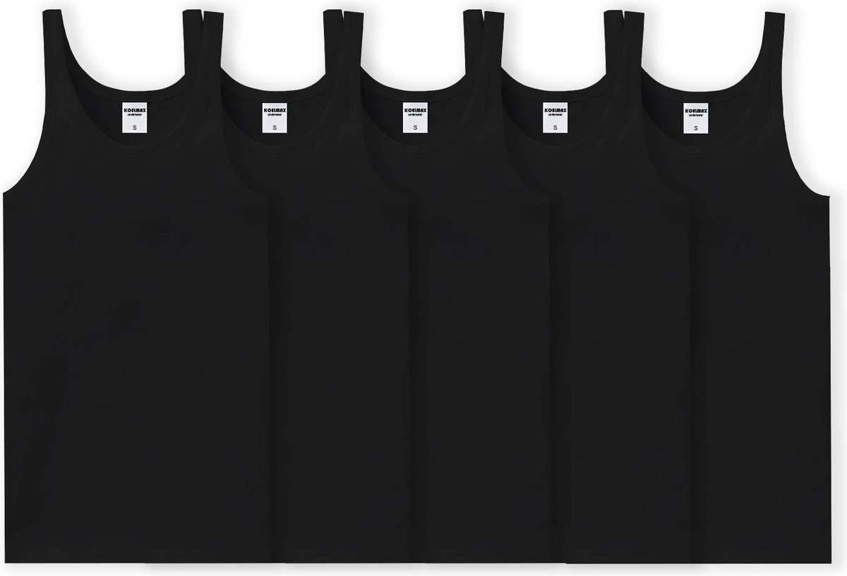 Heren onderhemd - Zwart - 5 Pack - Maat XXXL