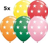 Ballonnen met sterren, verschillende kleuren met witte sterren, 5 stuks, 30cm