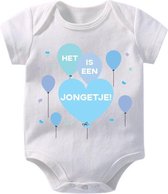 Hospitrix Baby Rompertje met Tekst Het is een jongetje! | 0-3 maanden | Korte Mouw | Cadeau voor Zwangerschap