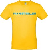 T-shirt met opdruk “Mij niet bellen” | Chateau Meiland | Martien Meiland | Goud geel T-shirt met lichtblauwe opdruk. | Herojodeals