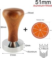 Cyrus Tamper alu 51mm houten handvat - barista tools - cyruscoffee - stamper + gift
