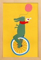 JUNIQE - Poster in houten lijst Unicycle Croc -20x30 /Kleurrijk
