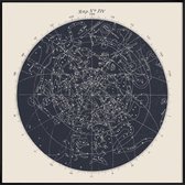 JUNIQE - Poster met kunststof lijst Map n°XIV -20x20 /Blauw & Ivoor