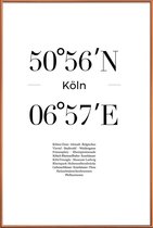JUNIQE - Poster met kunststof lijst Coördinaten Keulen -30x45 /Wit &