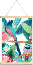 JUNIQE - Posterhanger Birds -30x45 /Groen & Roze