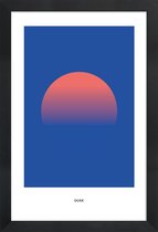 JUNIQE - Poster met houten lijst Dusk #6 -13x18 /Blauw & Oranje