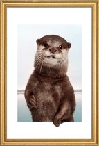JUNIQE - Poster met houten lijst OTTER -20x30 /Bruin