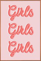 JUNIQE - Poster met kunststof lijst Girls Girls Girls -13x18 /Roze