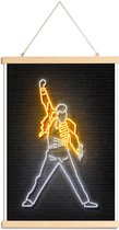 JUNIQE - Posterhanger Neon Freddie Mercury -30x45 /Geel & Wit