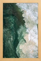 JUNIQE - Poster in houten lijst Deep -40x60 /Ivoor & Turkoois