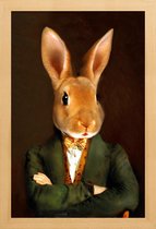 JUNIQE - Poster in houten lijst Buster - Aristocratisch konijntje