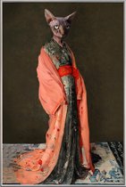 JUNIQE - Poster met kunststof lijst Indy -40x60 /Grijs & Rood