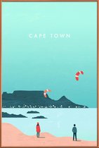 JUNIQE - Poster met kunststof lijst Retro Kaapstad -20x30 /Turkoois