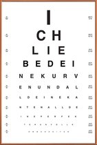 JUNIQE - Poster met kunststof lijst Eye Chart Ich Liebe Dich -13x18