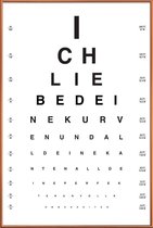 JUNIQE - Poster met kunststof lijst Eye Chart Ich Liebe Dich -20x30