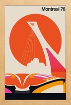 JUNIQE - Poster in houten lijst Vintage Montreal -20x30 /Oranje &