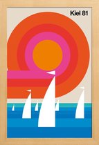 JUNIQE - Poster met houten lijst Vintage Kiel 81 -13x18 /Kleurrijk