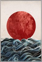 JUNIQE - Poster met kunststof lijst Sunrise in Japan -13x18 /Blauw &