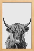 JUNIQE - Poster met houten lijst Highland Cow Classic -13x18 /Wit &
