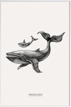 JUNIQE - Poster in kunststof lijst Humpback Whale -20x30 /Grijs &