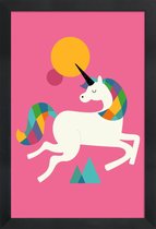 JUNIQE - Poster in houten lijst To Be A Unicorn -40x60 /Kleurrijk