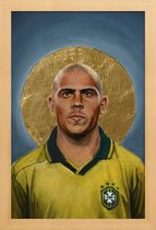 JUNIQE - Poster in houten lijst Football Icon - Ronaldo -40x60 /Blauw