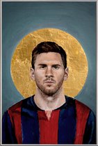 JUNIQE - Poster met kunststof lijst Football Icon - Lionel Messi