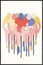 JUNIQE - Poster met kunststof lijst Cykelløb -13x18 /Kleurrijk