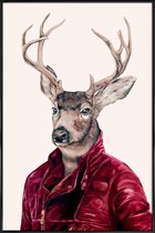 JUNIQE - Poster in kunststof lijst Deer -40x60 /Bruin & Ivoor