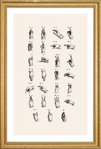 JUNIQE - Poster met houten lijst Vintage Sign Language Chart -20x30