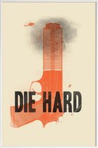 JUNIQE - Poster met kunststof lijst Die hard -20x30 /Oranje & Zwart