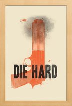 JUNIQE - Poster met houten lijst Die hard -13x18 /Oranje & Zwart