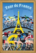 JUNIQE - Poster met houten lijst Tour de France -30x45 /Blauw & Geel