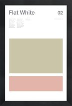 JUNIQE - Poster in houten lijst Flat white - minimalistisch -30x45