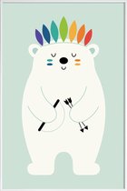 JUNIQE - Poster met kunststof lijst Be Brave Polar -13x18 /Blauw & Wit