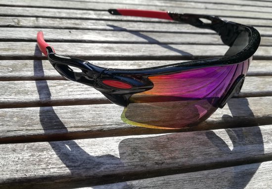 Premium | Fietsbril | Sportbril | Beschermcase| Racefiets | Blauw Rood Paars|  Wielrennen | Spiegelglazen | Mountainbike | MTB | Sport Fiets Bril| Zonnebril | UV Bescherming - Sportcasa